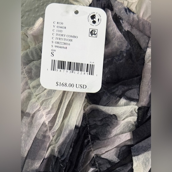 Free People Tesa Smocked Mesh Midi Dress Ivory Combo S NWT - Picture 9 of 10